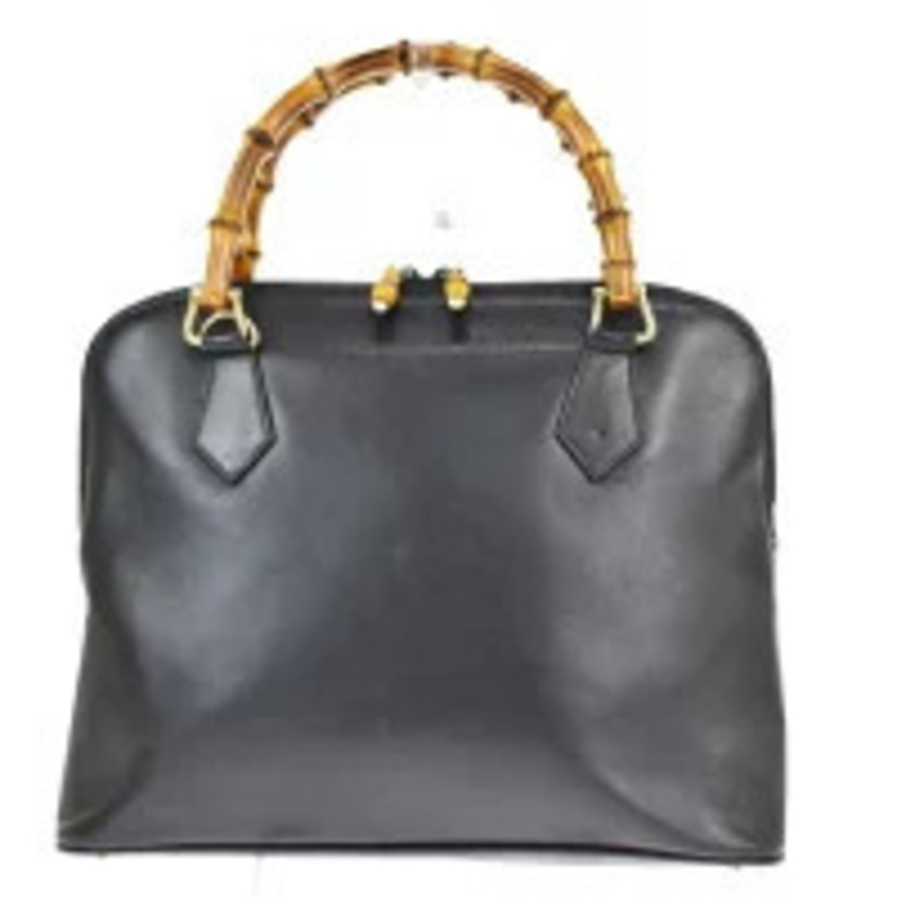 Gucci Bamboo Handbag Black Leather